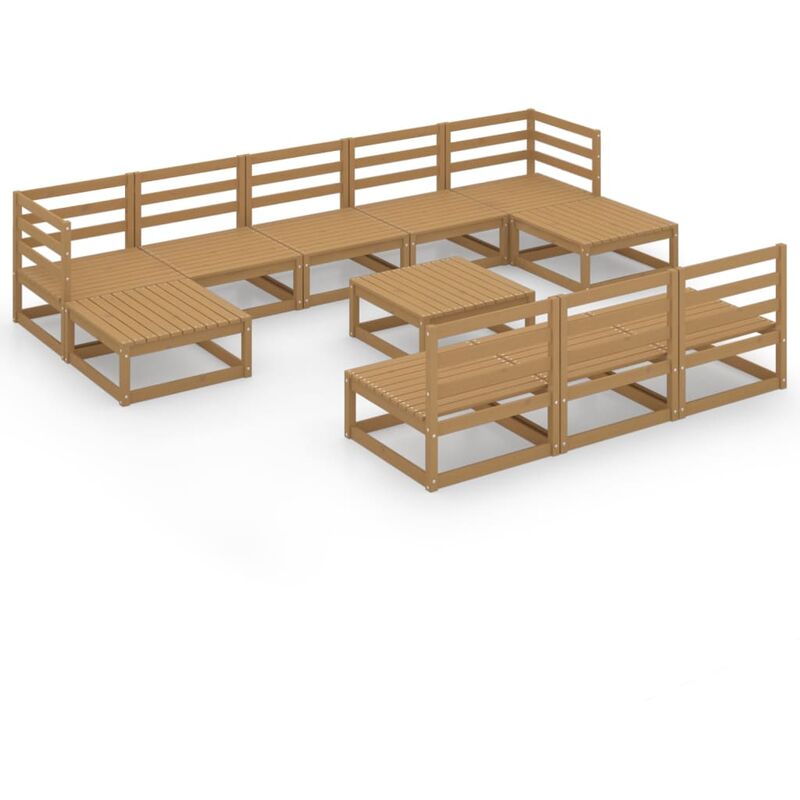 

vidaXL Muebles de jardín 11 piezas madera maciza de pino - Marrón