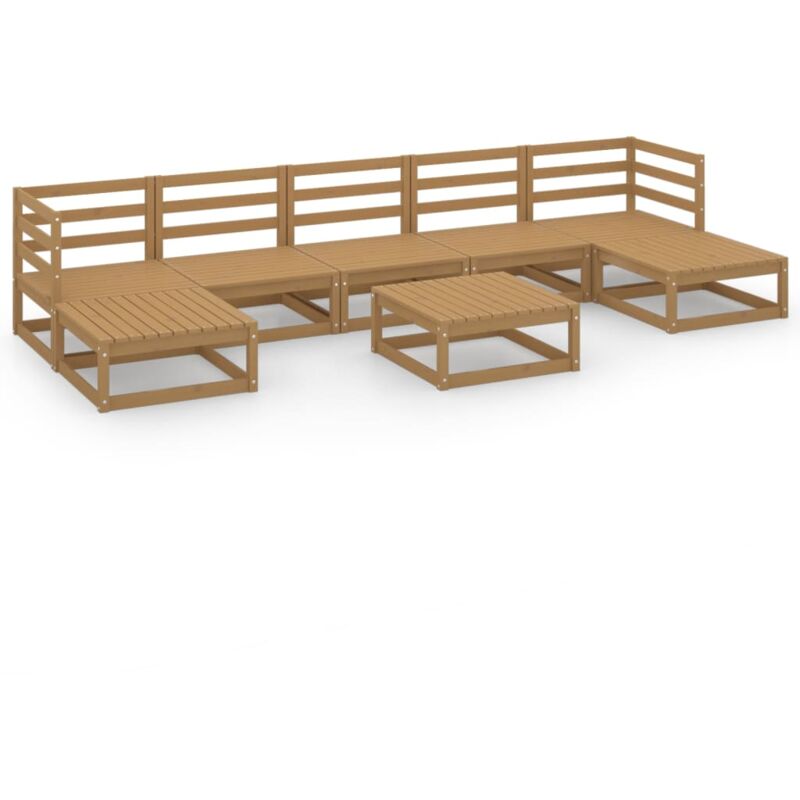 

vidaXL Muebles de jardín 11 piezas madera maciza de pino - Marrón