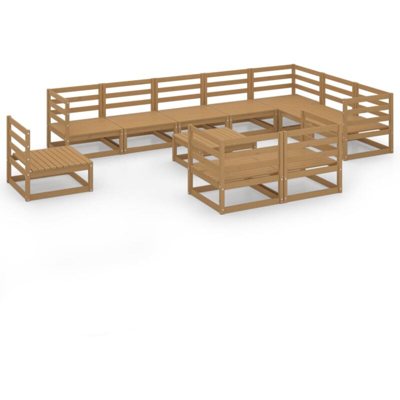 

Muebles de jardín 11 piezas marrón miel madera maciza de pino - Marrón - Vidaxl