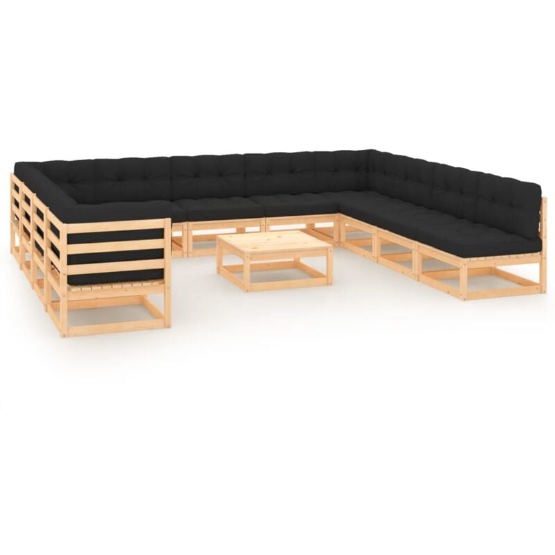 

Muebles de jardín 12 piezas cojines gris antracita madera pino - Marrón - Vidaxl