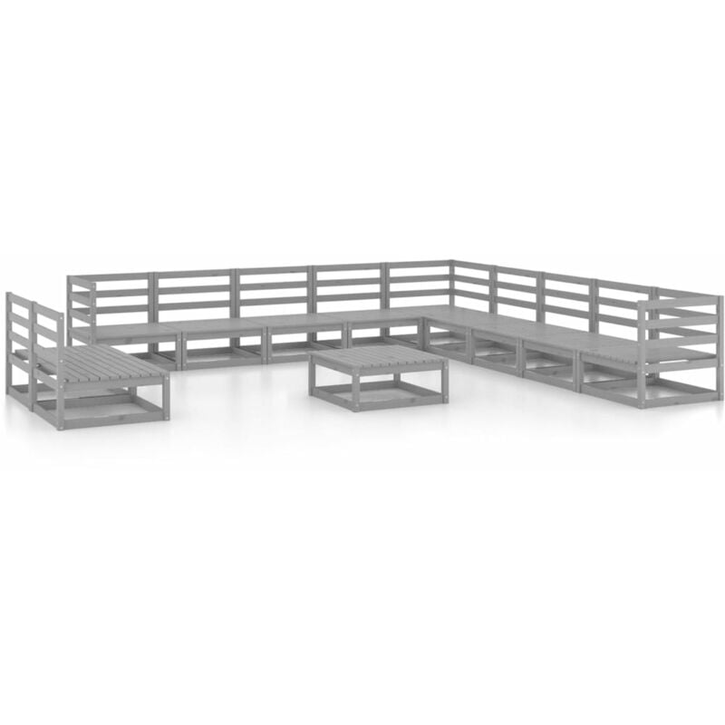 

Vidaxl - Muebles de jardín 12 piezas gris madera de pino maciza - Gris