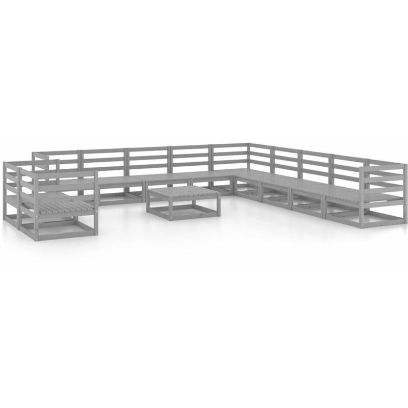 

Vidaxl - Muebles de jardín 12 piezas gris madera de pino maciza - Gris