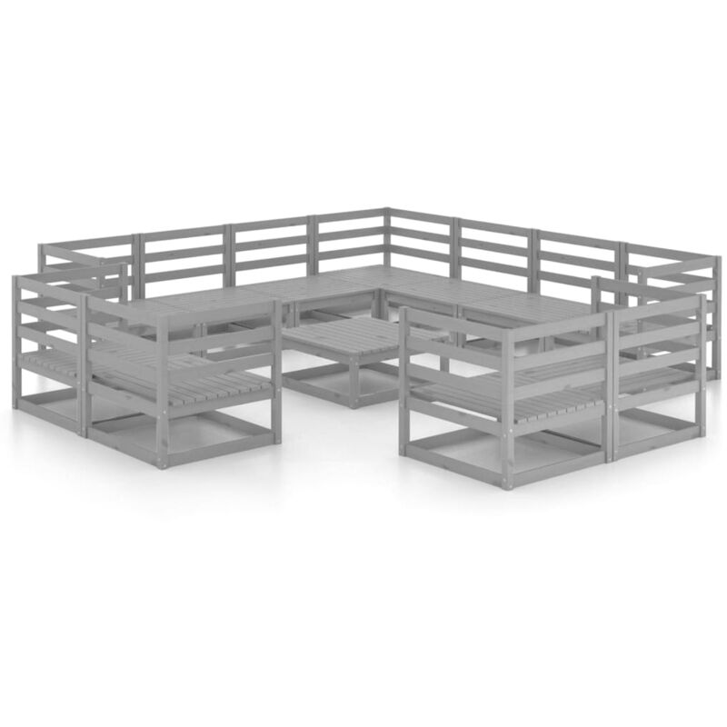 

Vidaxl - Muebles de jardín 12 piezas gris madera de pino maciza - Gris
