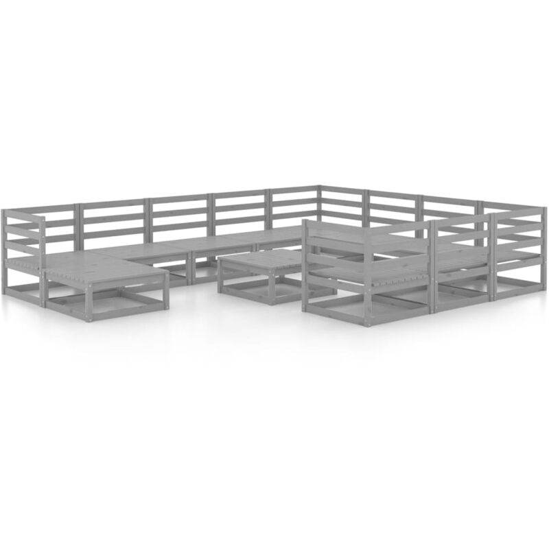 

Vidaxl - Muebles de jardín 12 piezas madera maciza de pino - Gris