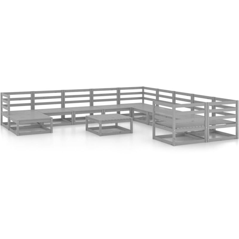 

Vidaxl - Muebles de jardín 12 piezas madera maciza de pino - Gris