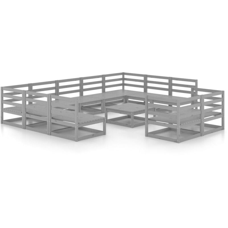 

Vidaxl - Muebles de jardín 12 piezas madera maciza de pino - Gris