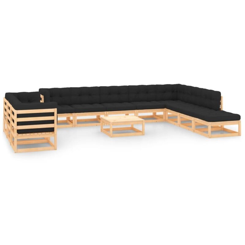 

Muebles de jardín 12 pzas con cojines antracita madera de pino - Marrón - Vidaxl