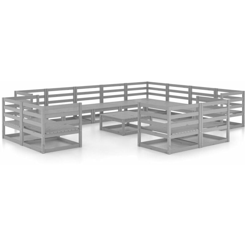 

Vidaxl - Muebles de jardín 13 piezas gris madera de pino maciza - Gris