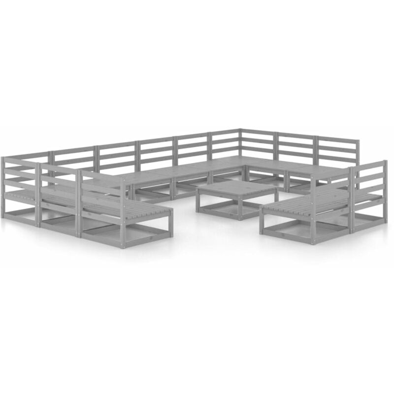 

Vidaxl - Muebles de jardín 13 piezas madera maciza de pino - Gris