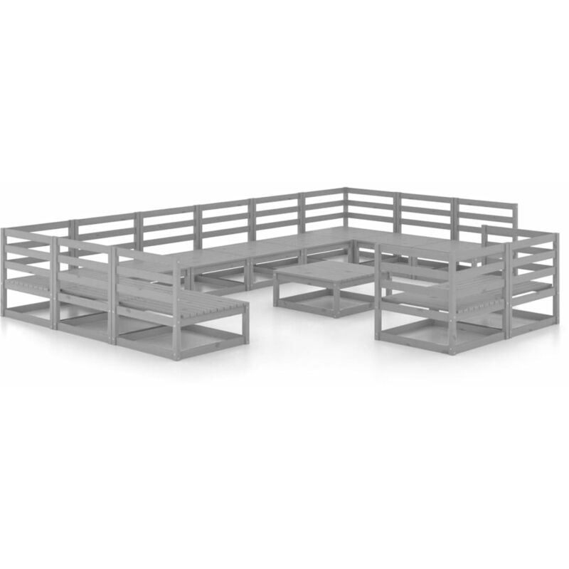 

Vidaxl - Muebles de jardín 13 piezas madera maciza de pino - Gris