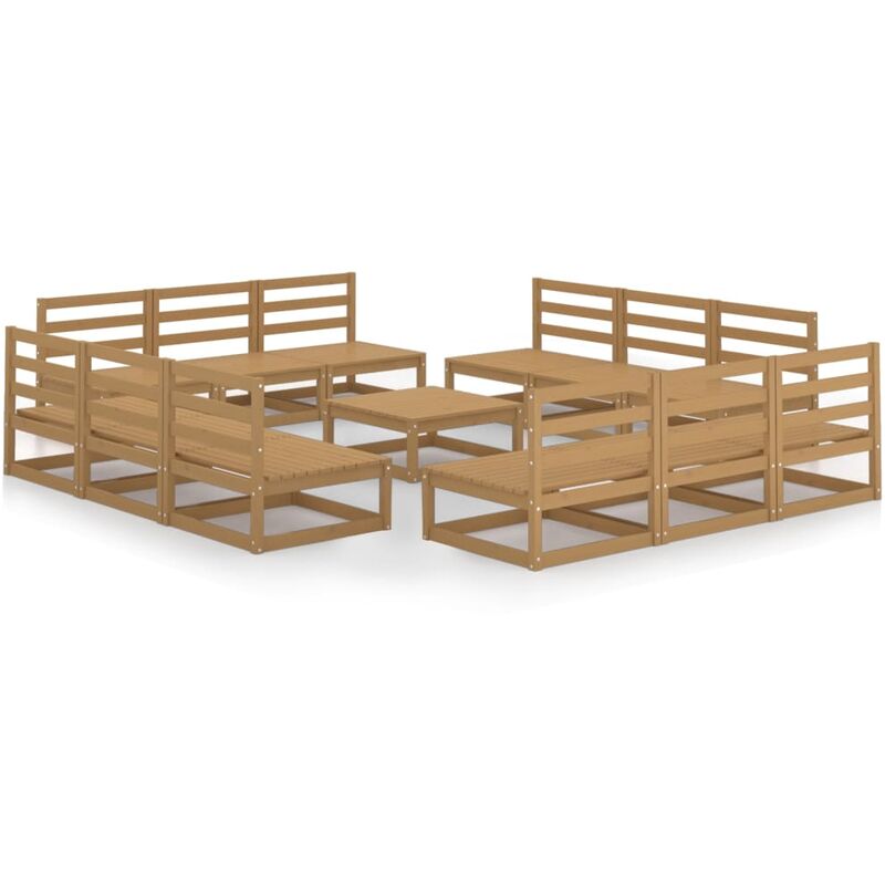 

Muebles de jardín 13 piezas marrón miel madera madera de pino - Marrón - Vidaxl