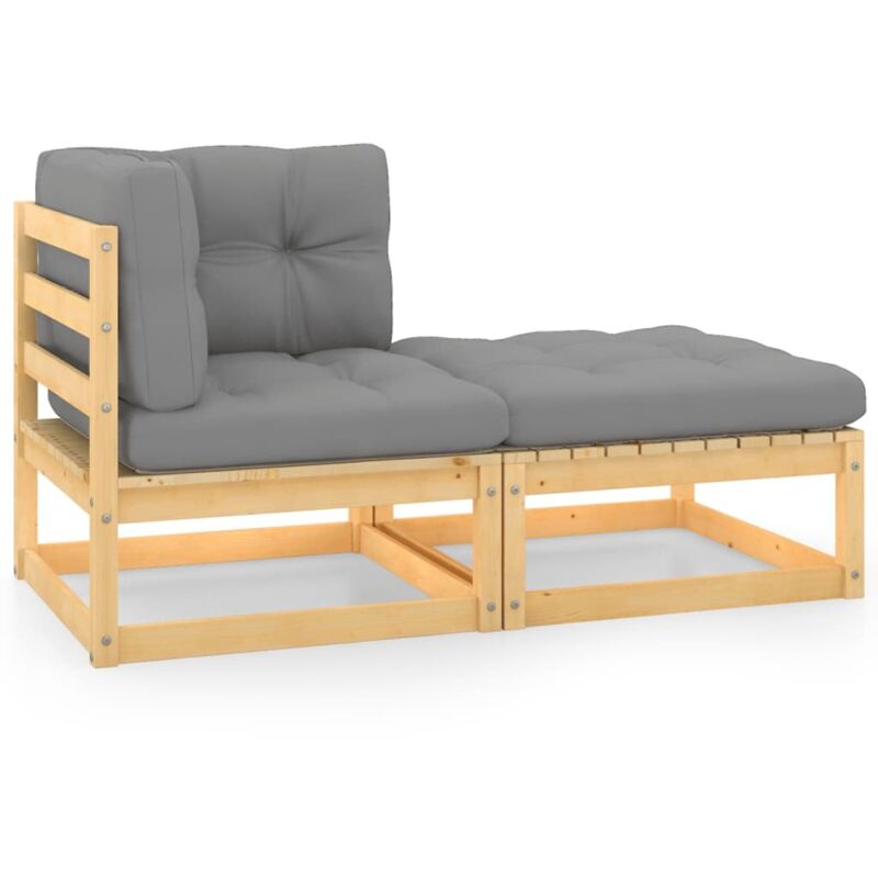 

vidaXL Muebles de jardín 2 piezas cojines madera de pino - Marrón
