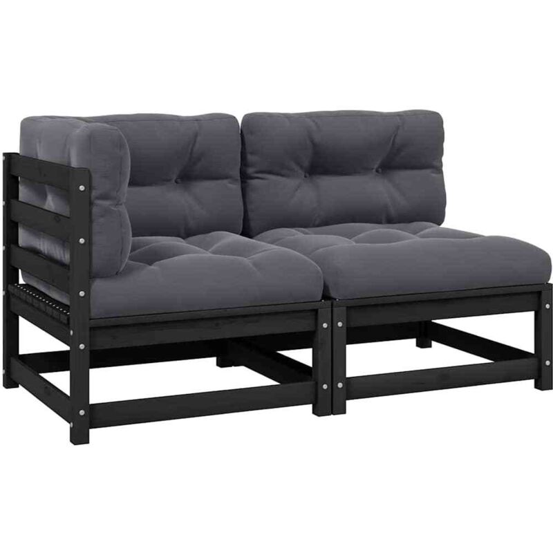 

Vidaxl - Muebles de jardín 2 piezas cojines negro madera de pino - Negro