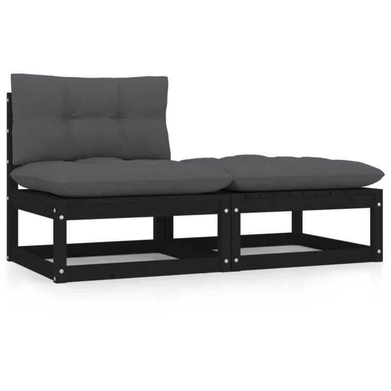 

Vidaxl - Muebles de jardín 2 piezas cojines negro madera de pino - Negro