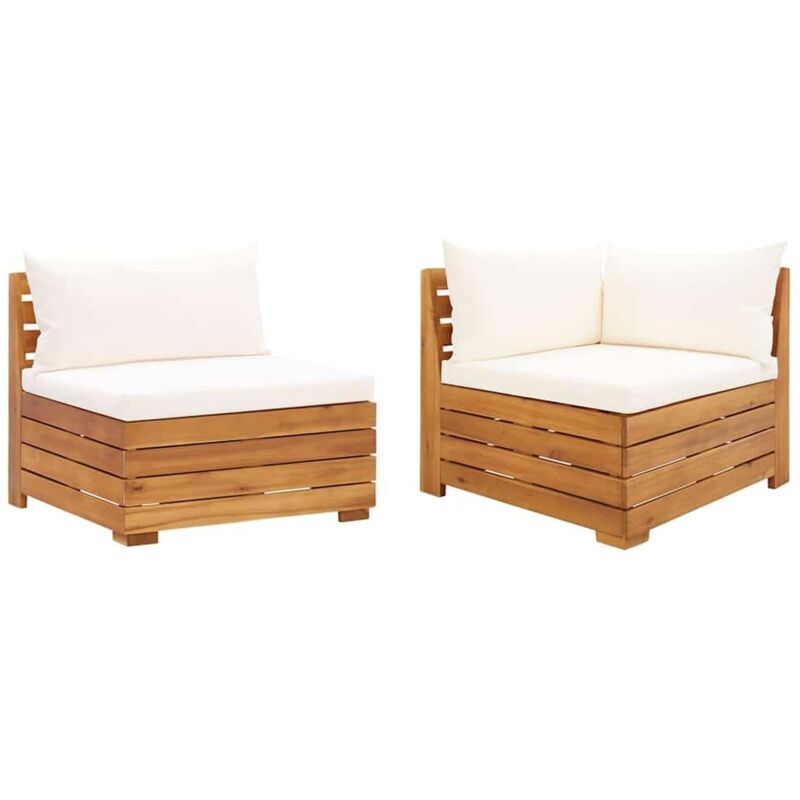 

vidaXL Muebles de jardín 2 piezas con cojines madera maciza de acacia - Marrón