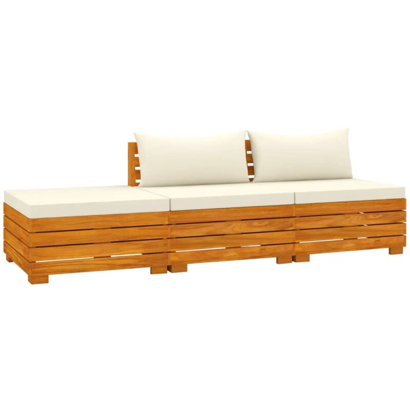 

vidaXL Muebles de jardín 3 piezas con cojines madera maciza de acacia - Marrón