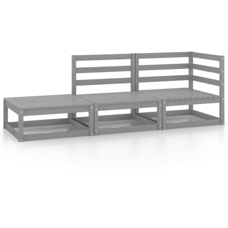

Vidaxl - Muebles de jardín 3 piezas gris madera maciza de pino - Gris