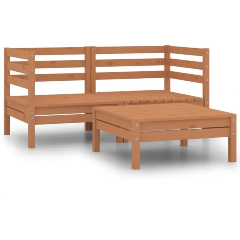 

Vidaxl - Muebles de jardín 3 piezas marrón miel madera maciza de pino - Marrón