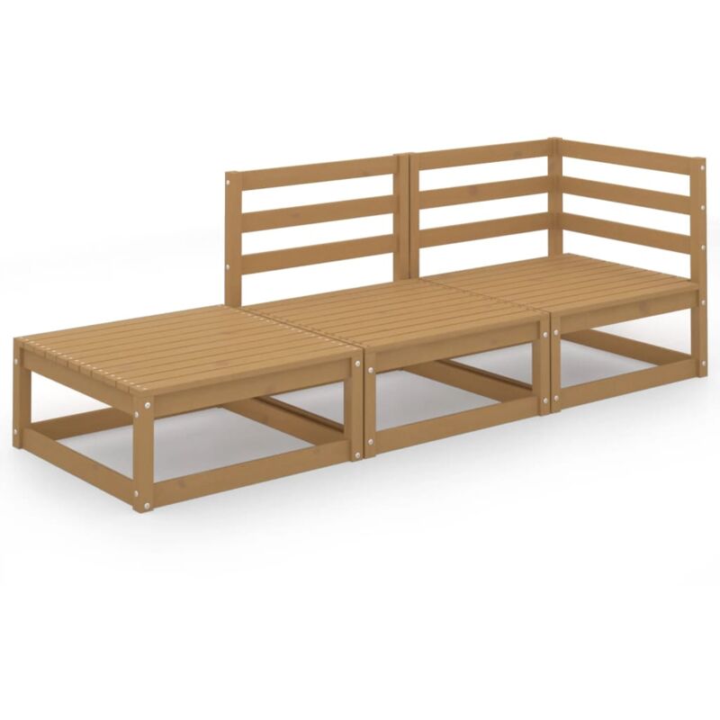 

Vidaxl - Muebles de jardín 3 piezas marrón miel madera maciza de pino - Marrón