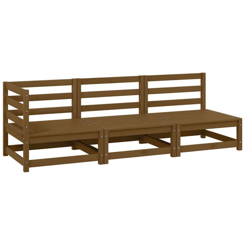 

Vidaxl - Muebles de jardín 3 piezas marrón miel madera maciza de pino - Marrón