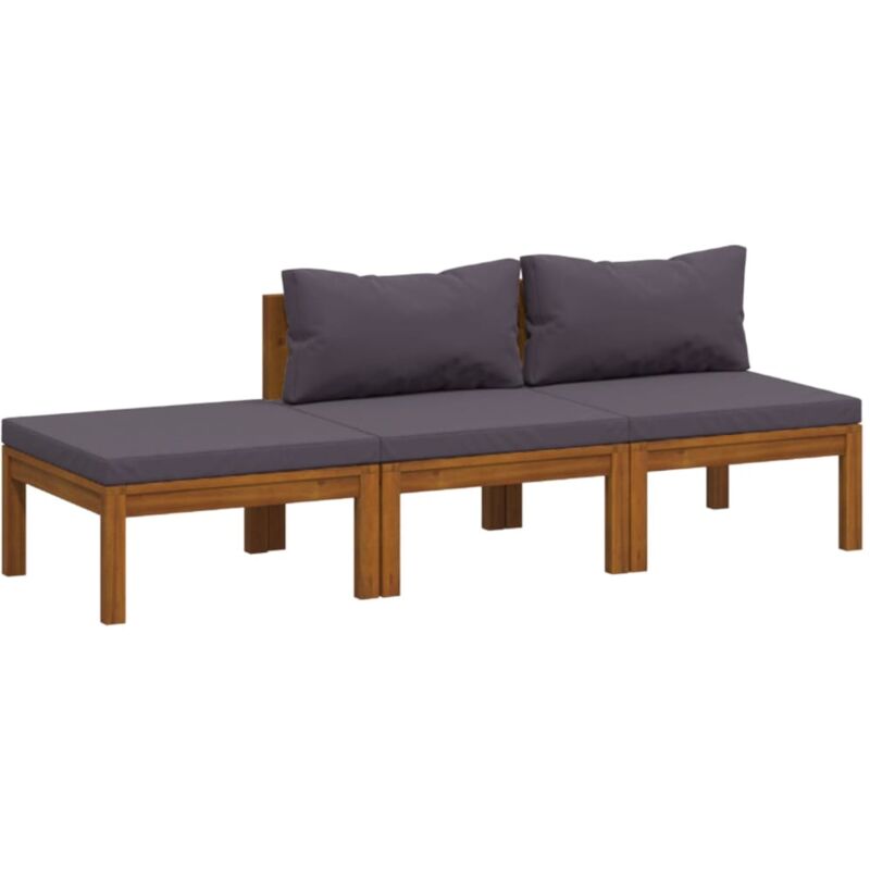 

Muebles de jardín 3 pzas cojines madera maciza de acacia - Marrón - Vidaxl