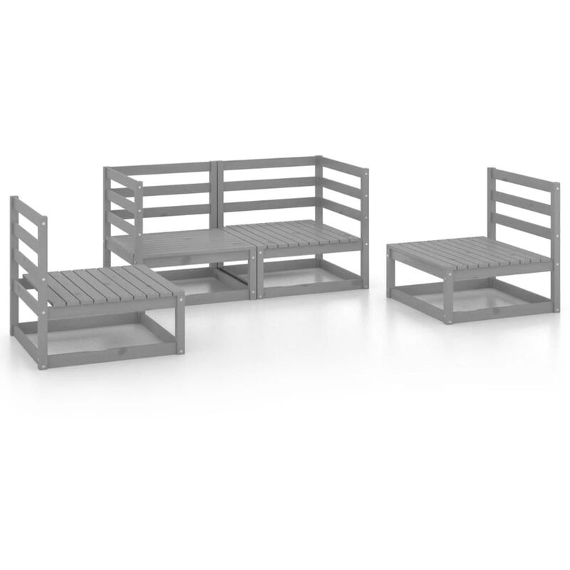 

vidaXL Muebles de jardín 4 piezas gris madera de pino maciza - Gris