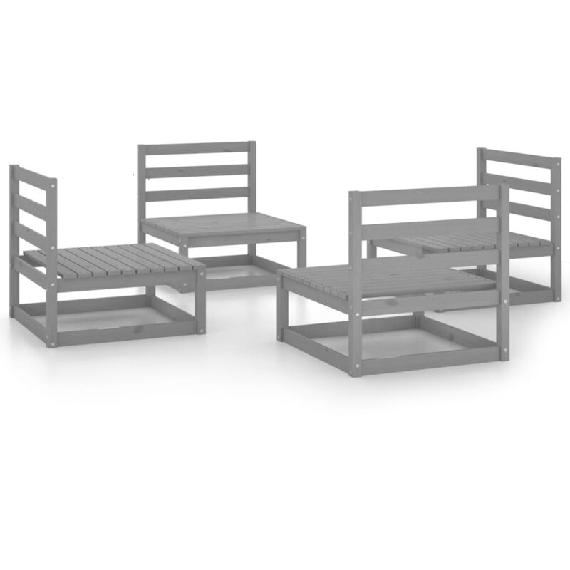 

vidaXL Muebles de jardín 4 piezas gris madera de pino maciza - Gris