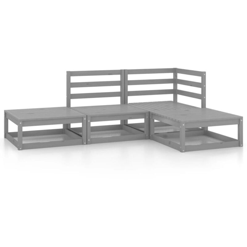 

vidaXL Muebles de jardín 4 piezas gris madera de pino maciza - Gris