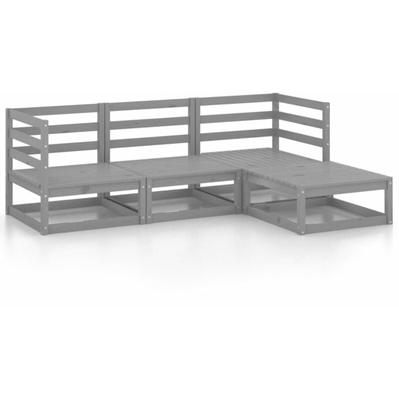 

Vidaxl - Muebles de jardín 4 piezas gris madera de pino maciza - Gris