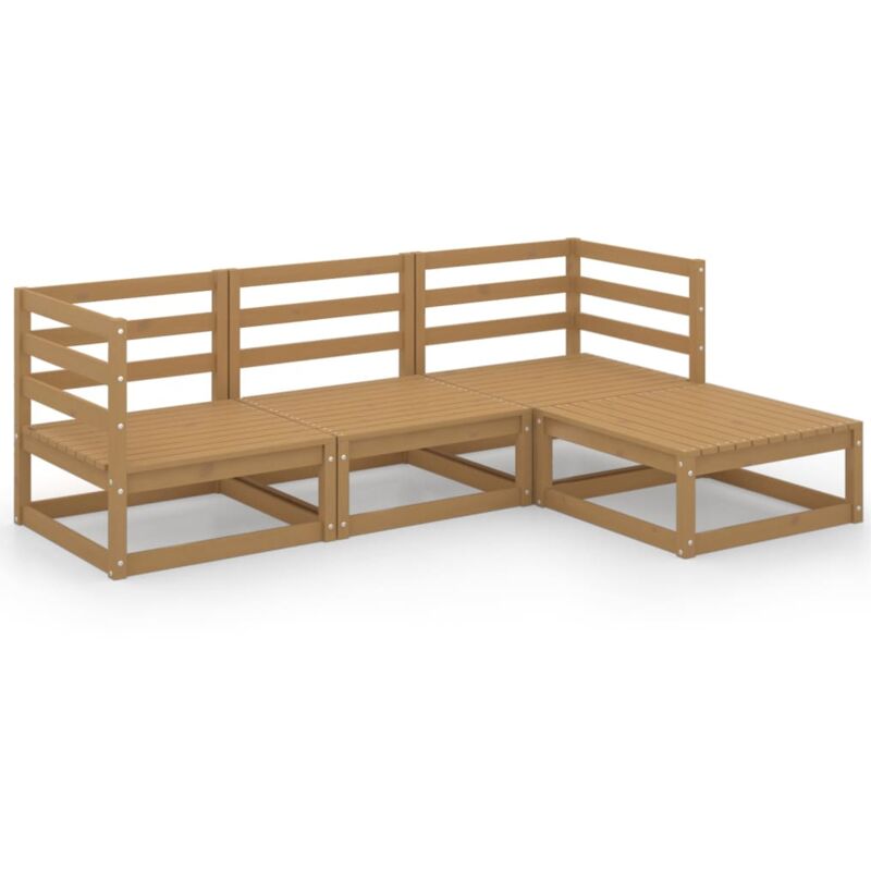 

Vidaxl - Muebles de jardín 4 piezas marrón miel madera maciza de pino - Marrón