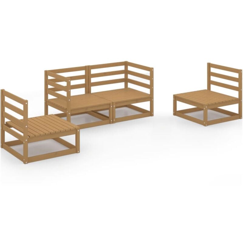 

Muebles de jardín 4 piezas marrón miel madera maciza de pino - Marrón - Vidaxl