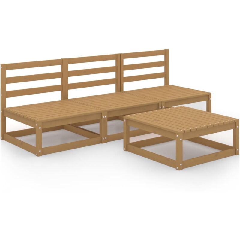 

vidaXL Muebles de jardín 4 piezas marrón miel madera madera de pino - Marrón