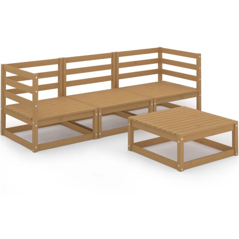 

vidaXL Muebles de jardín 4 piezas marrón miel madera madera de pino - Marrón