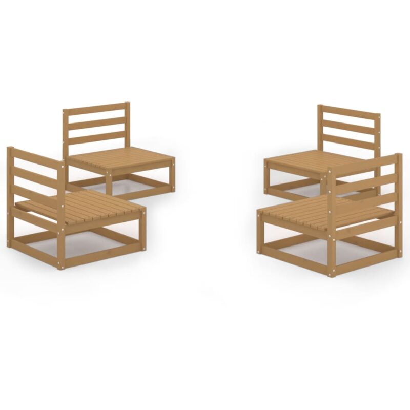 

Vidaxl - Muebles de jardín 4 pzas y cojines marrón miel madera pino - Marrón