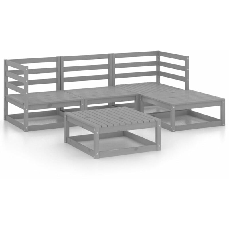 

Vidaxl - Muebles de jardín 5 piezas gris madera de pino maciza - Gris