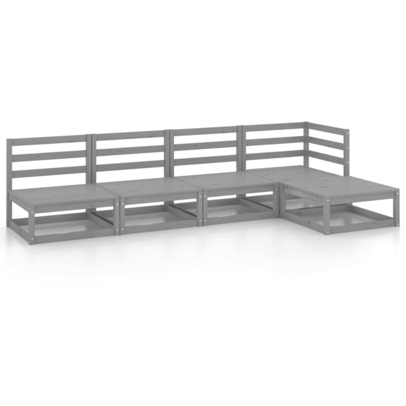

Vidaxl - Muebles de jardín 5 piezas gris madera de pino maciza - Gris