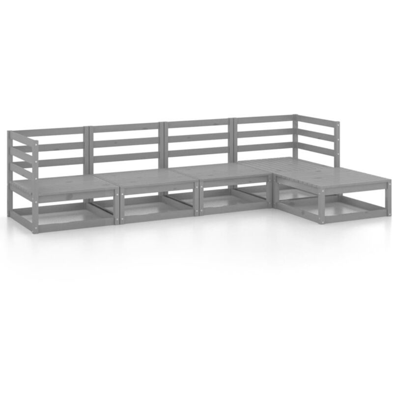 

Vidaxl - Muebles de jardín 5 piezas gris madera de pino maciza - Gris