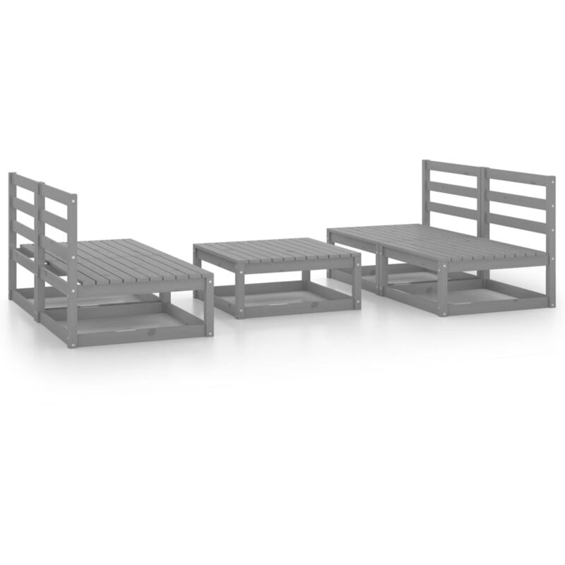 

vidaXL Muebles de jardín 5 piezas gris madera maciza de pino - Gris