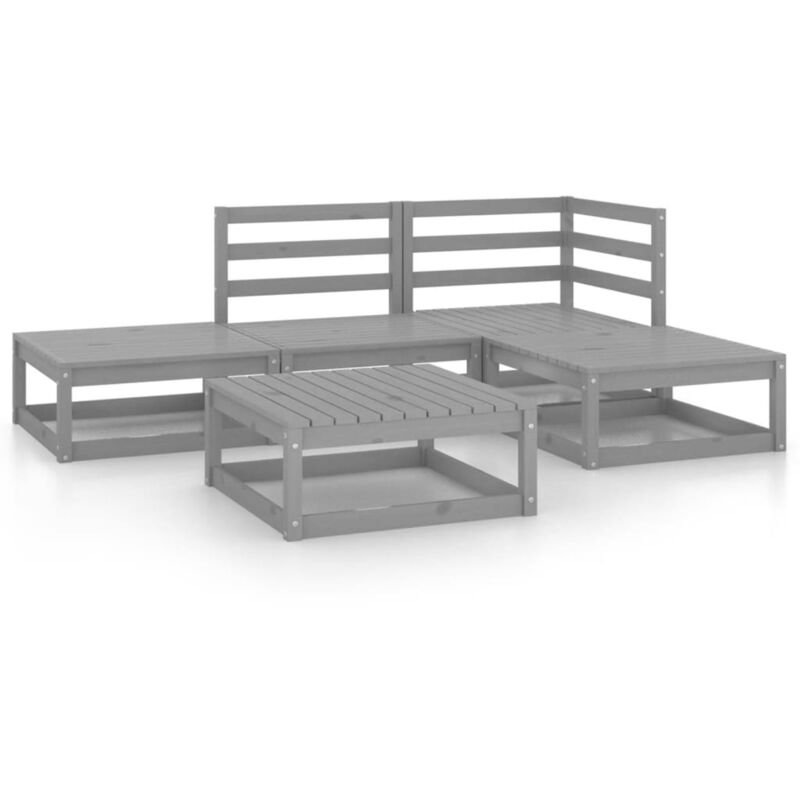 

Vidaxl - Muebles de jardín 5 piezas gris madera maciza de pino - Gris