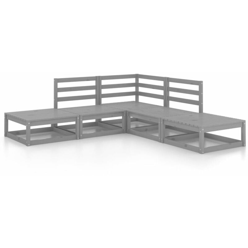 

vidaXL Muebles de jardín 5 piezas gris madera maciza de pino - Gris