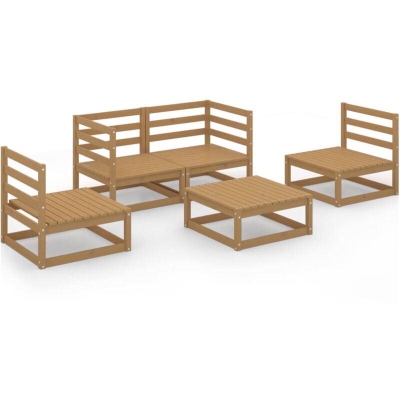

Vidaxl - Muebles de jardín 5 piezas marrón miel madera maciza de pino - Marrón