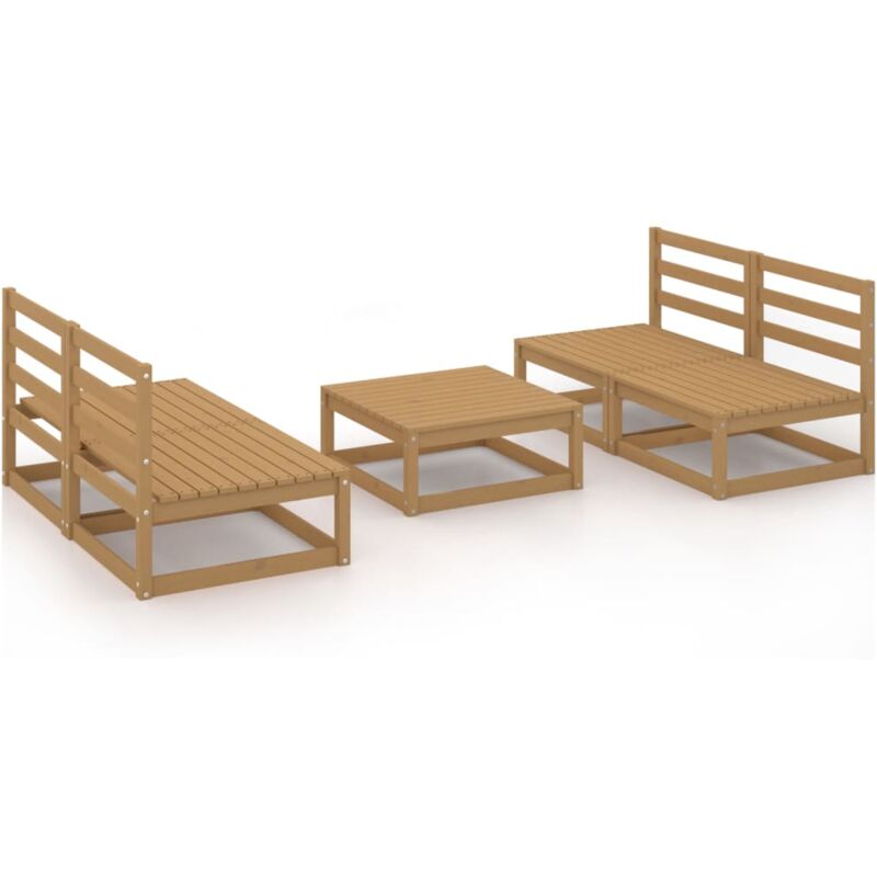 

Vidaxl - Muebles de jardín 5 piezas marrón miel madera maciza de pino - Marrón