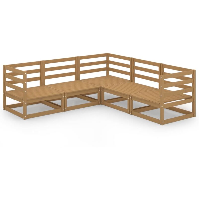 

Vidaxl - Muebles de jardín 5 piezas marrón miel madera maciza de pino - Marrón