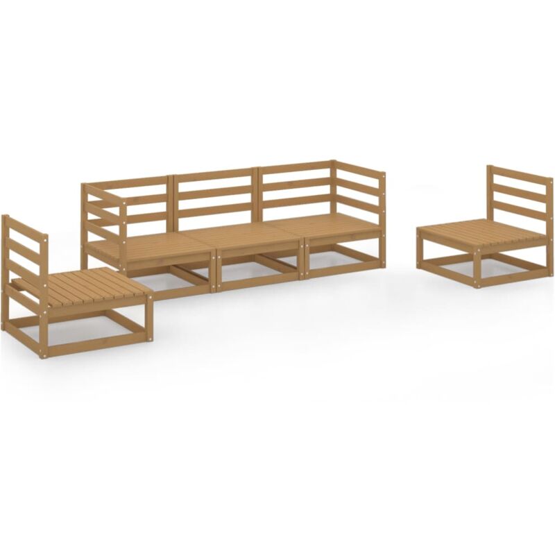 

Vidaxl - Muebles de jardín 5 piezas marrón miel madera maciza de pino - Marrón