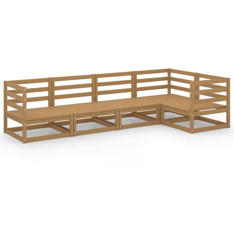 

Vidaxl - Muebles de jardín 5 piezas marrón miel madera maciza de pino - Marrón