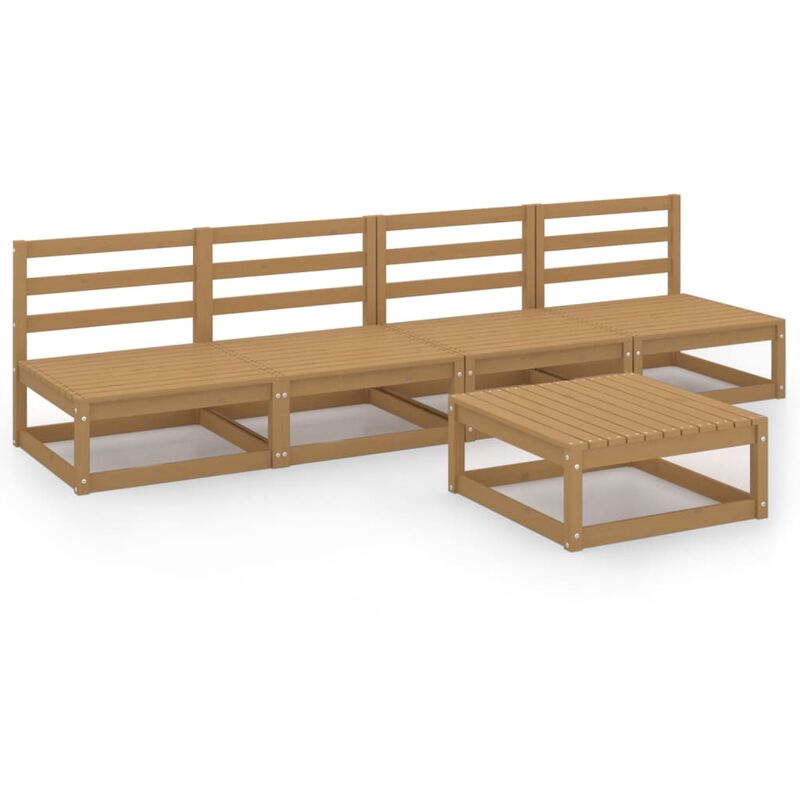 

Vidaxl - Muebles de jardín 5 piezas marrón miel madera maciza de pino - Marrón