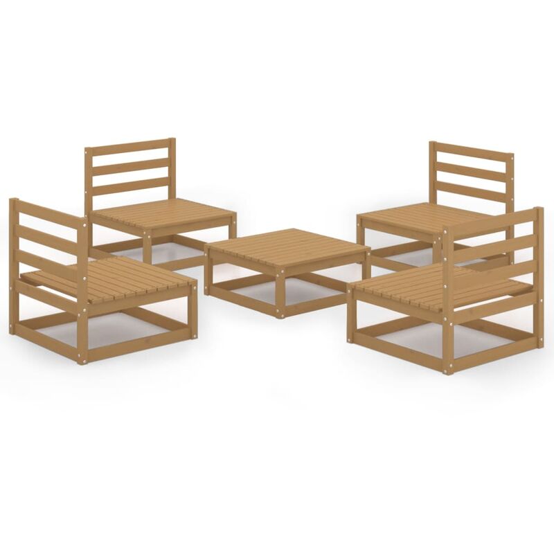 

Vidaxl - Muebles de jardín 5 piezas marrón miel madera maciza de pino - Marrón