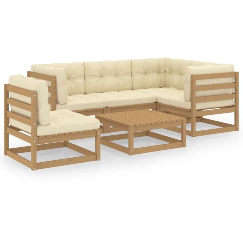 

Vidaxl - Muebles de jardín 6 piezas con cojines de madera de pino maciza - Marrón