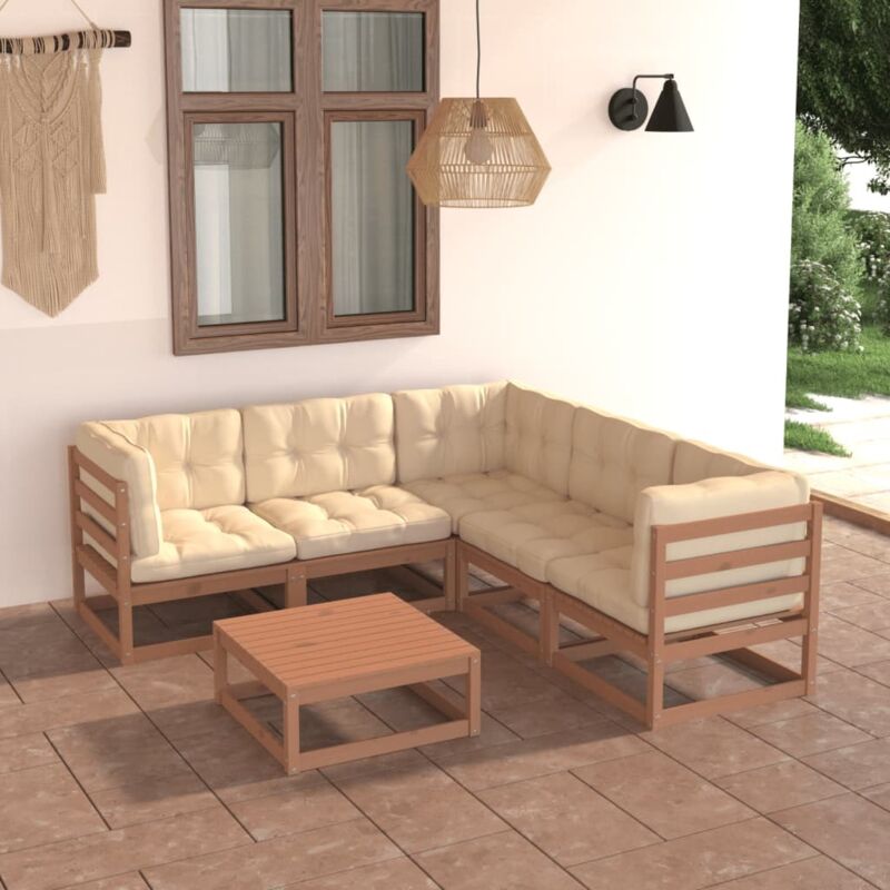 

Vidaxl - Muebles de jardín 6 piezas con cojines de madera de pino maciza - Marrón