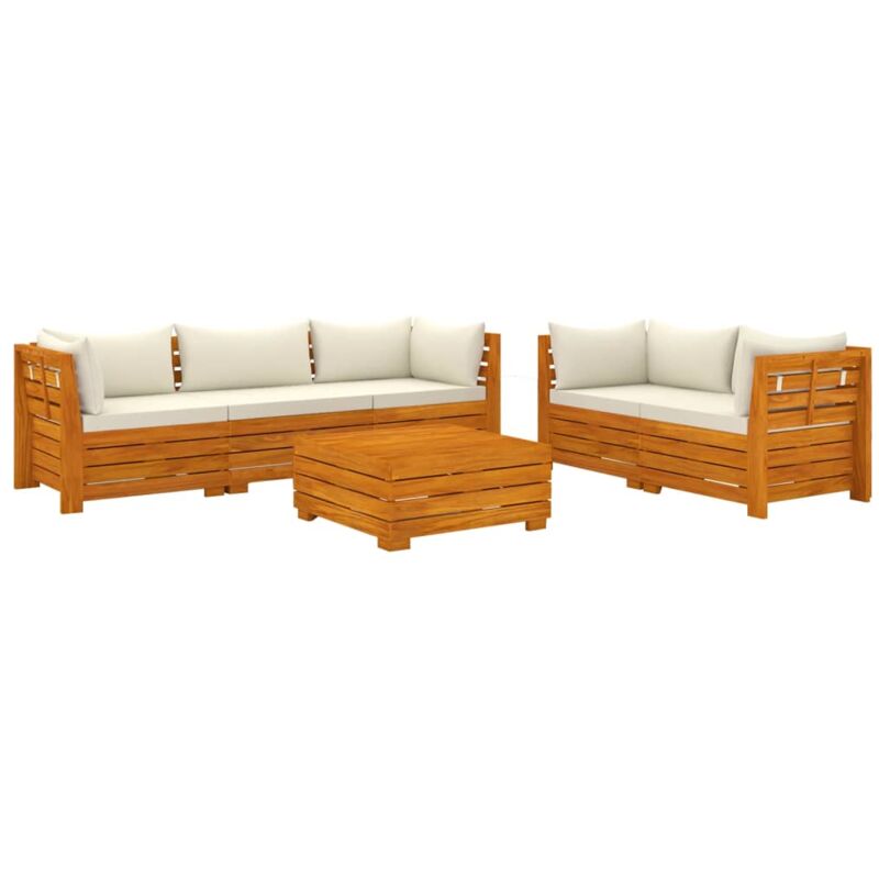 

Muebles de jardín 6 piezas con cojines madera maciza de acacia - Marrón - Vidaxl